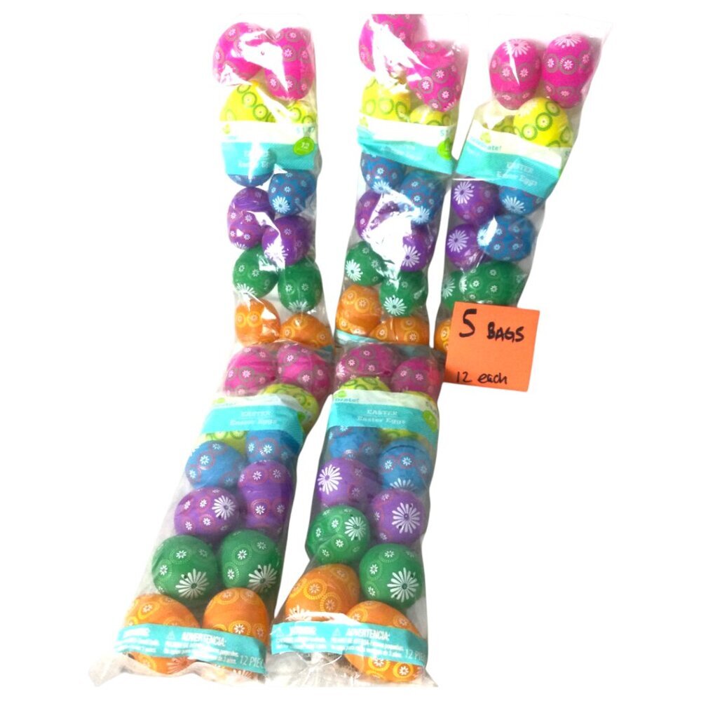 Lot of 5 Way to Celebrate Colorful Floral Fillable Easter Eggs 12 Count Each